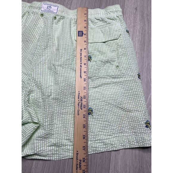 Southern Tide Swim Short Trunk Men 2XL Skipjack Seersucker Green Mahi Mahi Suit - Picture 10 of 15